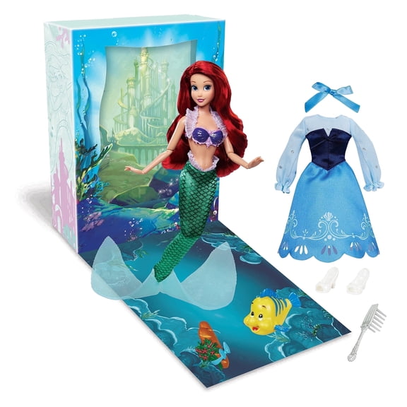 Disney Store Official Ariel Story Doll - 11 Inches - Includes Coloring Book and Additional Dress, Princess Doll in Classic Outfit, Disney Princess Toys