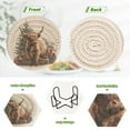 thumbnail image 6 of 6 Pcs Drink Coasters with Holder 3.94in Woven Coasters for Drinks Cow and Christmas Gifts Coaster Set for Protection Table, 6 of 7