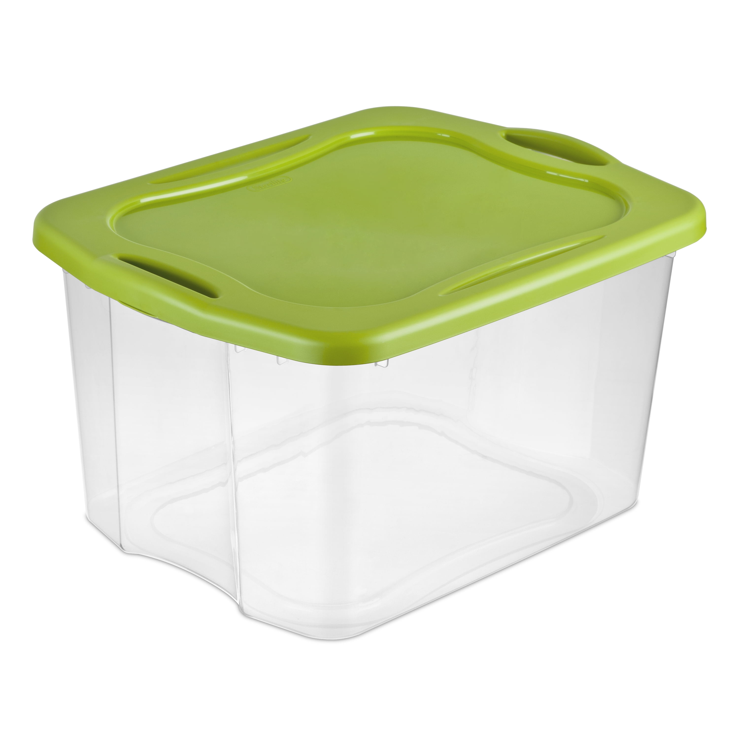 Details About Large Plastic Storage Containers 70 Qt Clear Box Green Lid Sterilite Case Of 6