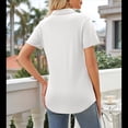 thumbnail image 4 of Camisas de Mujer con Cuello de Solapa, Cuello en V, Blusa de Corta, Blusa Informal Elegante. M, 4 of 9
