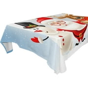 SKYSONIC Christmas Snowman Tablecloth Waterproof Washable Polyester Square Table Cover Durable Tablecloth for Kitchen Dining Table Party Decor (54 X 54 Inch)