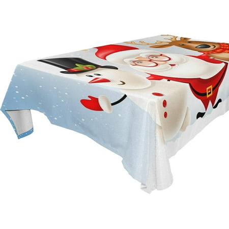 SKYSONIC Christmas Snowman Tablecloth Waterproof Washable Polyester Square Table Cover Durable Tablecloth for Kitchen Dining Table Party Decor (54 X 54 Inch)