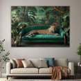 thumbnail image 6 of Mudket Framed Leopard on Green Velvet Sofa Canvas Wall Art, Jungle Leopard Print Living Room Decor, Wild Animal Wall Art Ready to Hang - 12"L x 8"W, 6 of 10