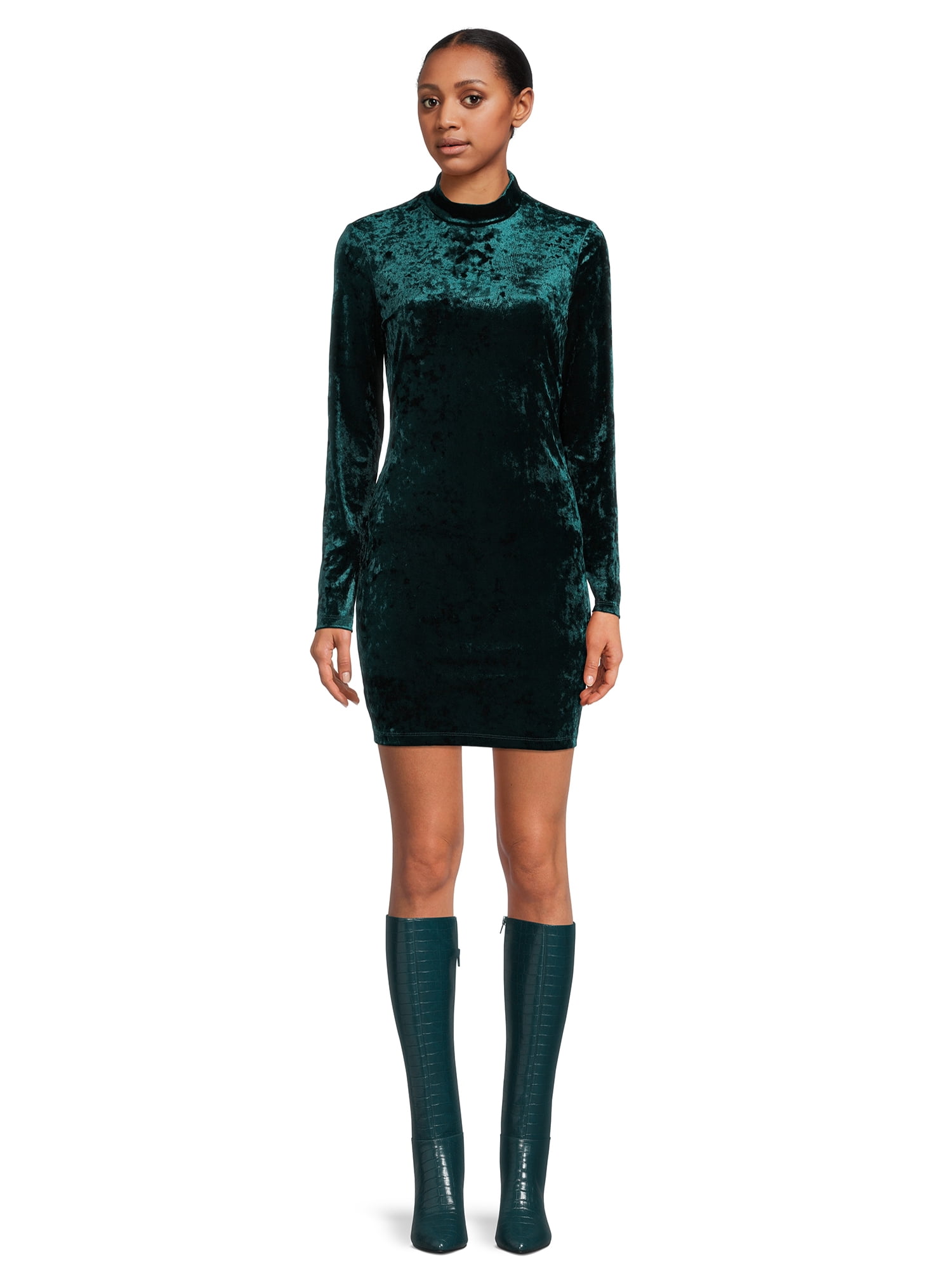 Self Esteem Juniors Crushed Velvet Mock Neck Bodycon Dress