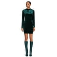 thumbnail image 2 of Self Esteem Juniors Crushed Velvet Mock Neck Bodycon Dress, 2 of 5