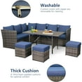 thumbnail image 3 of AECOJOY 7 Piece Patio Conversation Set, Outdoor Sectional Sofa Rattan Wicker Dining Furniture in Dark Blue, 3 of 7