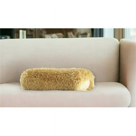 HomeRoots 527991 5 x 20 in. Yellow Bolster Shag Throw Pillow