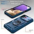 thumbnail image 6 of Compatible with Samsung Galaxy A32 5G with Sliding Cover Lens Protection & Kickstand, Built-in 360° Rotate Ring Stand Magnetic Card Slot Hybrid Cover Case for Samsung Galaxy A32 5G, Blue, 6 of 8