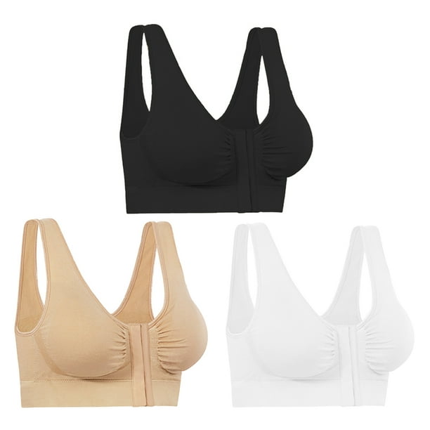 Miracle Bamboo Comfort Bra Deluxe All Day Best Lift Comfort Seamless  Wireless front closure Design- Med 35-37 Set 3