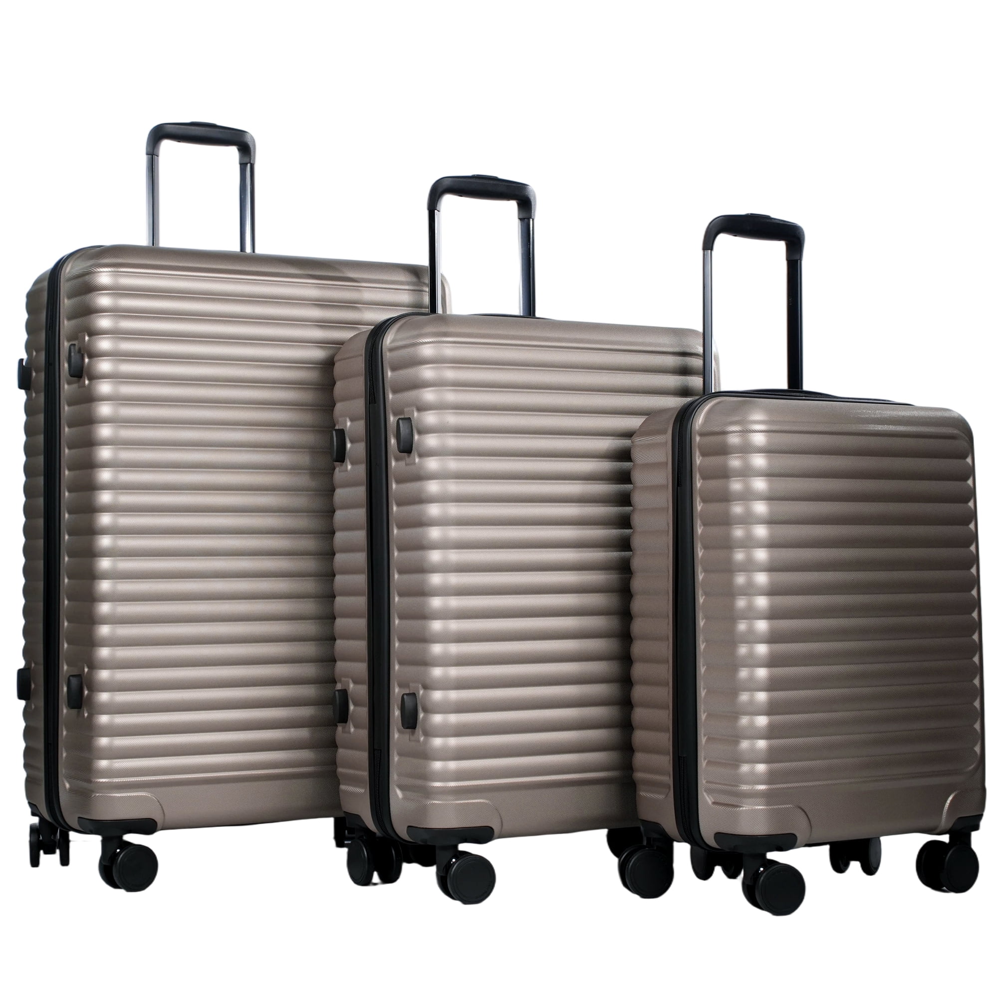 Travelhouse 3 Piece Hardside Luggage Set Hardshell Lightweight Suitcase with TSA Lock Spinner Wheels 20in24in28in.(Gold)