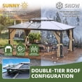 thumbnail image 5 of Dextrus 12' x 16' Hardtop Gazebo, Double Roof Polycarbonate Canopy, Outdoor Shelter with Mosquito Netting & Privacy Curtains, Heavy-Duty Metal Frame for Patio, Backyard, Deck and Lawn, Brown, 5 of 9
