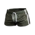 thumbnail image 3 of HKYNLAG Mens Mesh Workout Shorts Sexy Breathable Drawstring Side Stripe Running Shorts See Through Fitness Beach Shorts Green M, 3 of 6