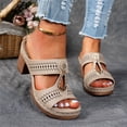 thumbnail image 4 of Domuza Block Heel Sandals for Women 2026 Summer Open Toe Chunky Platform Wedges Non-Slip Casual Hollow Out Lightweight Shoes Khaki 5.5（EU-36）, 4 of 4