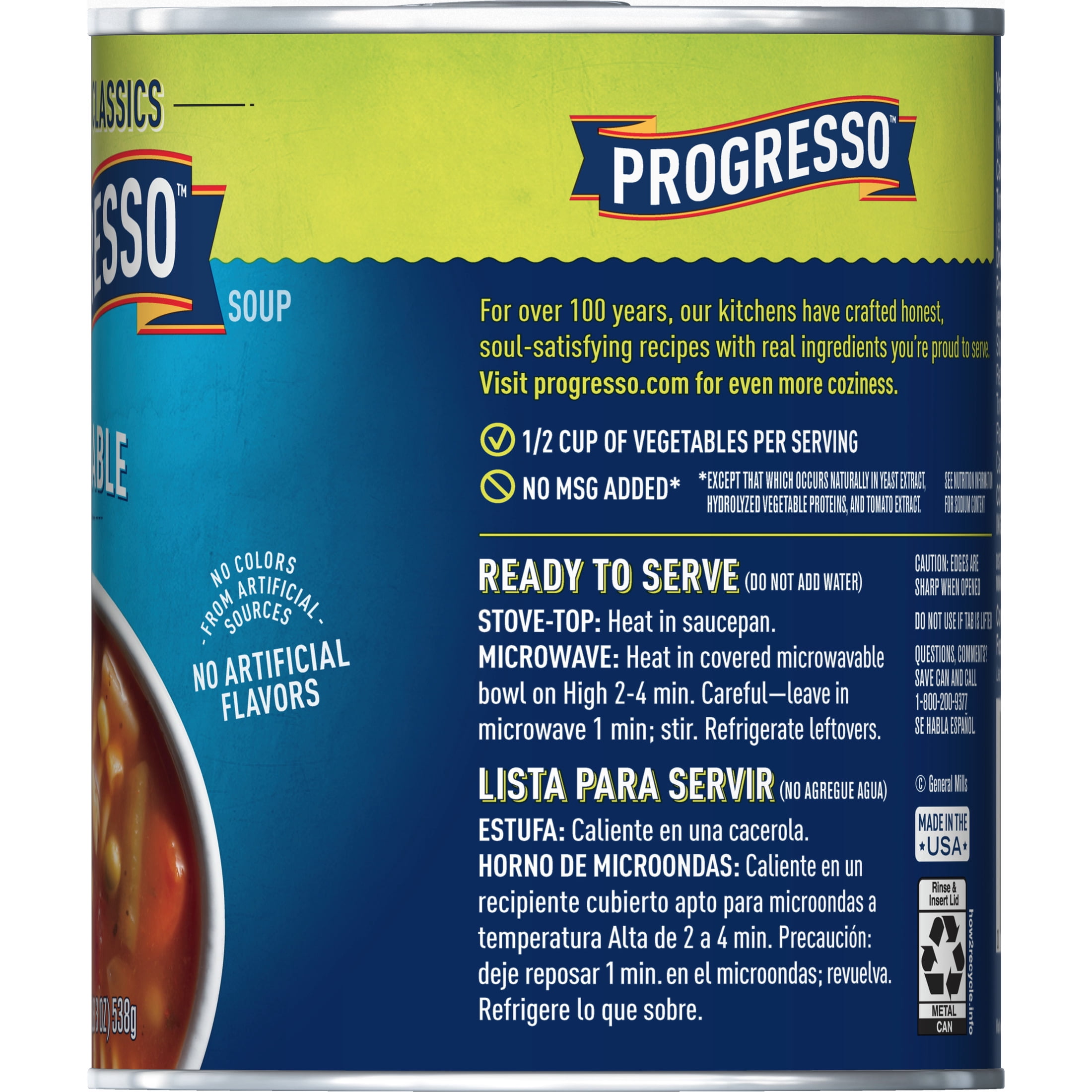 (2 pack) Progresso Vegetable Soup, Vegetable Classics Canned Soup, 19 oz
