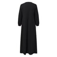 thumbnail image 4 of asddcavvf Robes pour Femmes Robe Musulmane Moyenne Couleur Unie Manches Bouffantes Fermeture Éclair devant Ronde Nec, 4 of 5