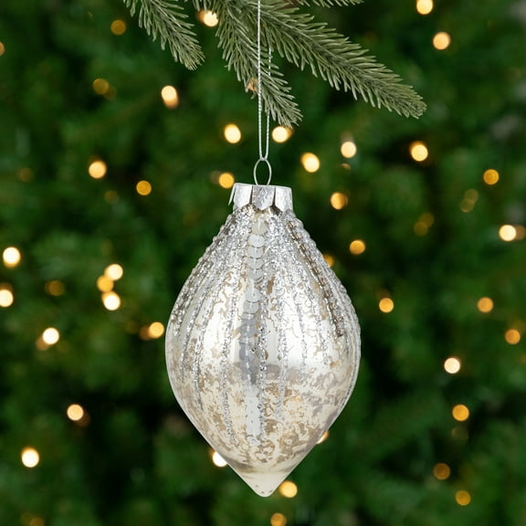 Northlight Glittered Mercury Glass Finial Christmas Ornament - 5"