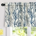 thumbnail image 2 of DriftAway Tree Branch Linen Blend Abstract Ink Printing Lined Thermal Insulated Window Curtain Valance Rod Pocket, 52" x 24" Plus 2" Header, Blue, 2 of 8