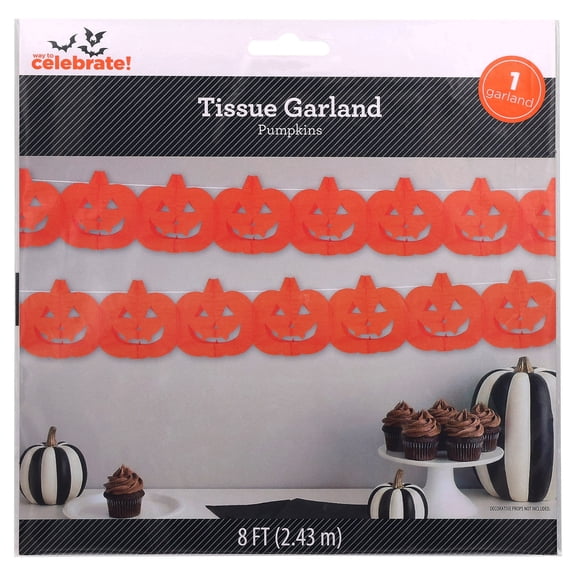 Pumpkin Tissue Garland, Orange, 8', Halloween by Way To Celebrate