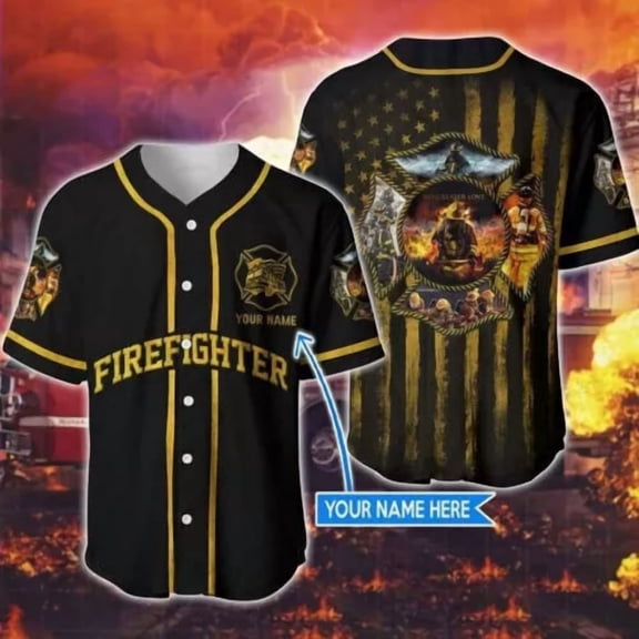 Firefighter Flag Yellow 3D Baseball Jersey Shirt Best price Christmas gift - Hot Sale 2026