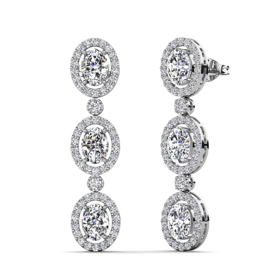 Cate & Chloe Lorraine 18k White Gold Plated Dangle Earrings with Simulated Diamonds for Women