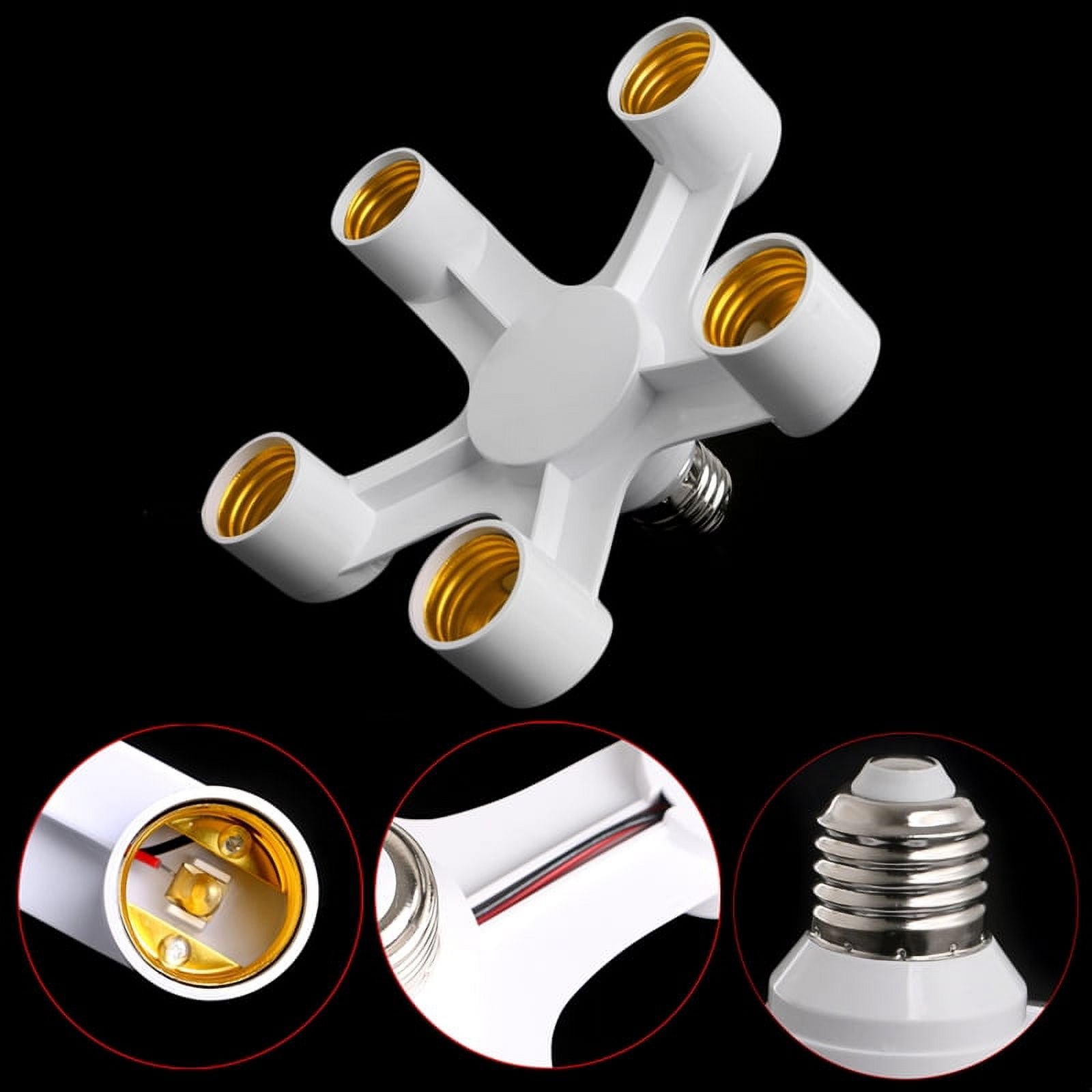 ANXPTME 5 In 1 E27 To E27 Base Socket Splitter LED Light Lamp Bulb Adapter Holder