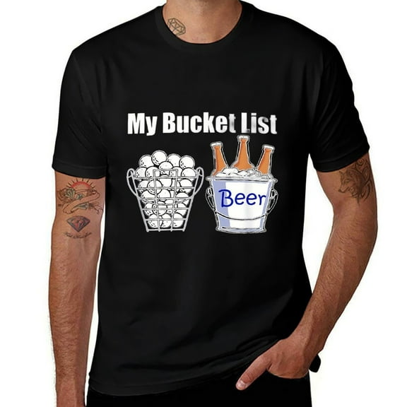 Funny My Bucket List Beer Mens T Shirts Cotton Short Sleeve T-Shirt Crew Neck Tees Casual Shirt