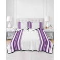 thumbnail image 2 of Quilts Full Size Bedding Set, Purple Striped Lightweight Quilted Comforter, Farmhouse Simple Line Vertical Stripes Soft Reversible Bedspread Coverlet with Pillow Covers for All Season, 78" x 90", 2 of 7