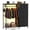 Black, variant on CONCETTA Dresser for Bedroom with Hanging Rack 6 Drawers Dresser, LED Lights & Charging Station, Wooden Top, Grid Panel, Black