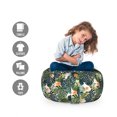 thumbnail image 2 of Floral Storage Toy Bag Chair, Botanic Tropic Leaves and Flowers Hawaiian Theme Summer Plants Illustration, Stuffed Animal Organizer Washable Bag, Small Size, Green and White, by Ambesonne, 2 of 3