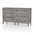 thumbnail image 3 of Furniture of America Wroh Wood 6-Drawer Dresser, Vintage Gray Oak, 3 of 7