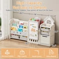 thumbnail image 6 of Cuoote Foldable 3-Tier Bookshelf for Kids, Toy Storage Organizer with 4 Removable Bins, Drawing Board, 3 Brushes, Off-white, 6 of 9