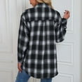 thumbnail image 3 of Fall Plaid Shirt Flannel Jackets for Womens Casual Fashion Printed Button up Casual Comfy Long Sleeve Tops, 3 of 7