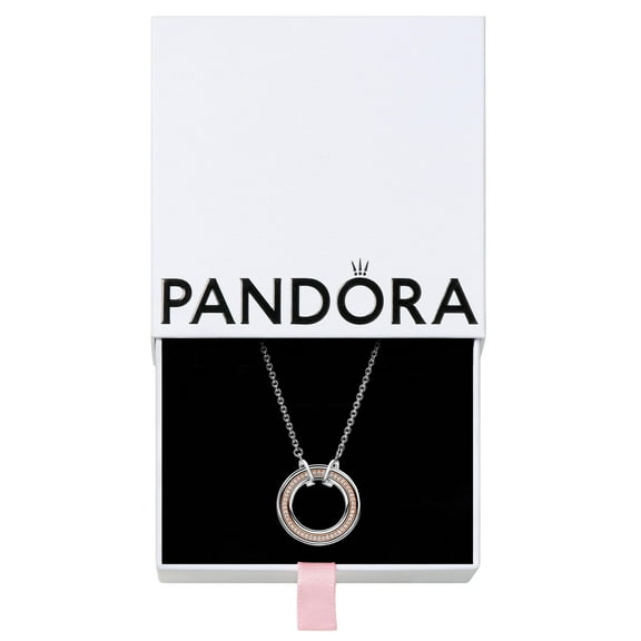 Pandora Signature Two tone Logo & Pave Necklace