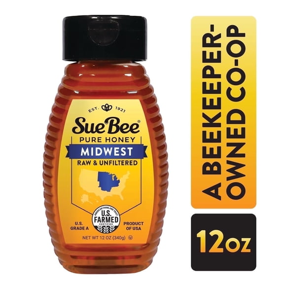 Sue Bee Local Honey, Raw & Unfiltered, Midwest Region, 12 oz Bottle