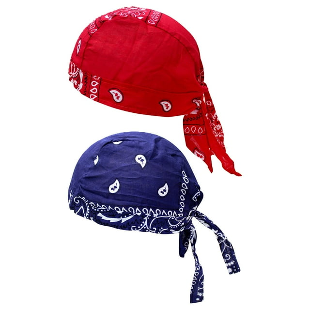 Gorro pirata para ciclismo, bandana, algodón transpirable y absorbente. Azul rojo