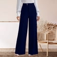 thumbnail image 2 of Htigea Womens Straight Leg Dress Pants High Waisted Button Pleated Business Trousers Solid Color Office Work Commute Pant Navy M, 2 of 8