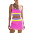 thumbnail image 2 of YYYMEIII Bikini Set 3 Piece Swimsuits For Women Swimsuit With Skirt Women's Tankini Bathing Suits Graphic Swim Tank Top With Boyshorts Ladies Swimwear XL Pink, 2 of 7