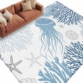 thumbnail image 2 of 6'x9' Area Rugs, Navy Blue Coastal Indoor Outdoor Area Rug for Living Room Bedroom, Coral Jellyfish Nautical Washable Bathroom Rugs Kitchen Floor Carpet Mats Home Decor Aesthetic, 2 of 8