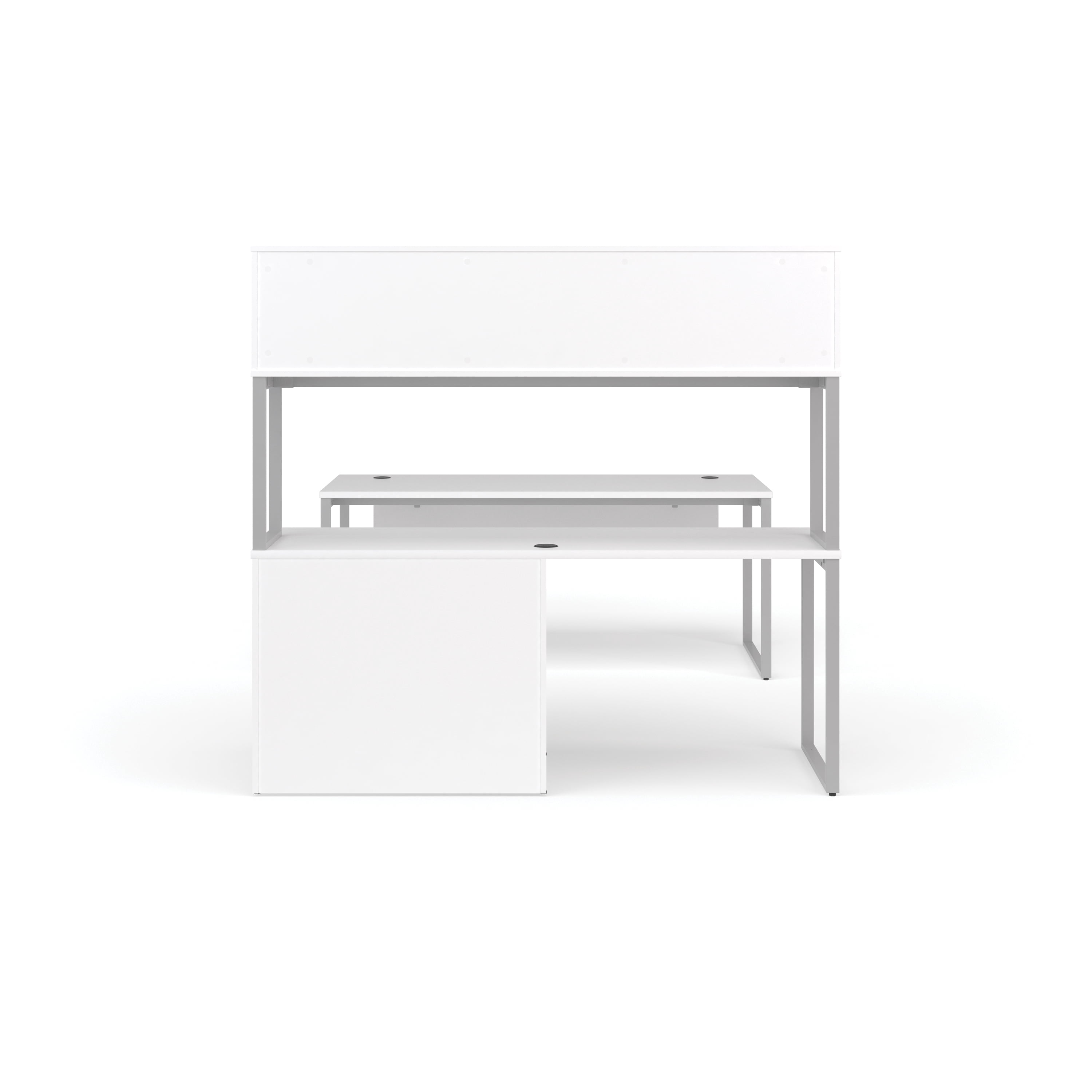 OFM Fulcrum Series Office Furniture Set, 72" Table Desk, 72" Credenza, Lateral Filing Cabinet, Hutch, Modesty Panel, in Espresso
