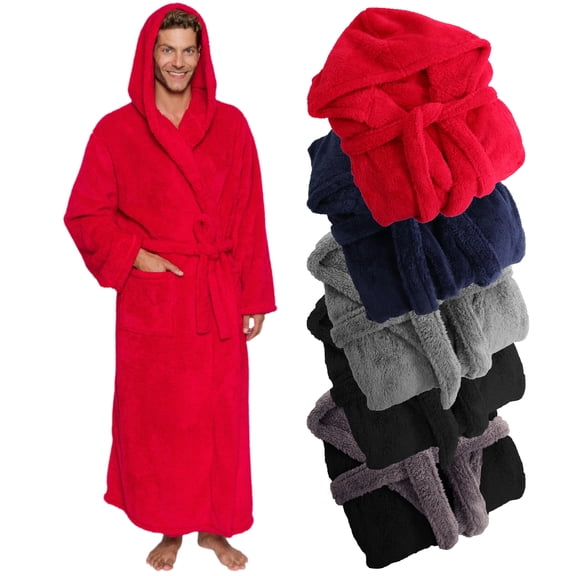 Ross Michaels Mens Hooded Bath Robe - Full Length