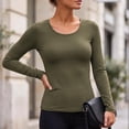 thumbnail image 6 of Stamzod Long Sleeve Shirts for Women U-Neck Slim Fitted Tops Casual Base Layer Undershirts Fall Fashion, 6 of 10