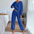 thumbnail image 7 of UAMVSH Womens Fleece Sets Warm Winter Long Sleeve Crew Neck Tops and Elastic Waist Cinch Bottom Pants Fuzzy Fluffy 2 Piece Outfits(X-Large,Blue), 7 of 7