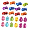 thumbnail image 4 of Huevos de Pascua precargados, rellenos para cestas de Pascua con juguetes, huevos de Pascua coloridos, rellenos para fiestas de Pascua, premios de carnaval Coche de juguete de 24 piezas., 4 of 9