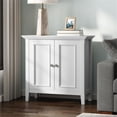 thumbnail image 3 of Pemberly Row 32"W Solid Wood Transitional Low Storage Cabinet in White, 3 of 9