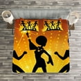 thumbnail image 3 of Ambesonne 70s Party Quilted Bedspread Set 3 Pcs, Dancing Afro People, King Size, Orange Yellow Black, 3 of 3