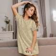 thumbnail image 3 of Pofeuu Damask Beige Tan Brown Print Women's Loose Fit Short Sleeve Nightgown, Comfortable Sleep Dress for Women, Casual Lounge Sleepwear, Soft Cotton Sleep Dress, 3 of 6