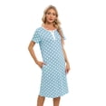 thumbnail image 2 of Women's Nightshirt Short Sleeve Button Down Nightgown Vintage Polka Dot Sleepwear Pajama Dress S-XXL, 2 of 6