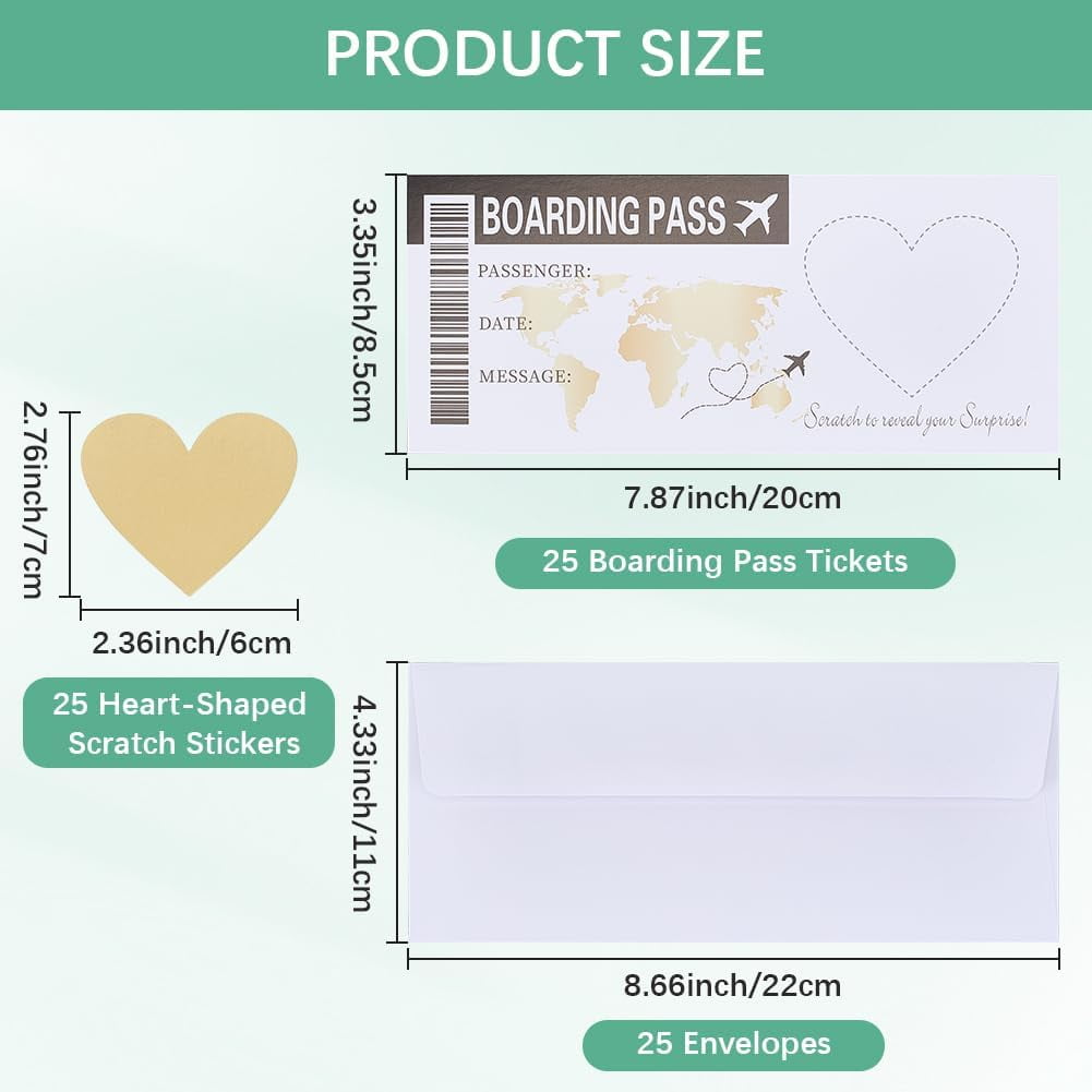 25 Set Scratch Surprise Boarding Pass Slate Blue Scratch Off Boarding Pass Make Your Own DIY Travel Ticket Surprise Reveal Card