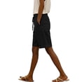 thumbnail image 6 of Nmnitkp Womens Shorts High Waisted Linen Blend Bermuda Shorts, Drawstring Paperbag Waist Casual Shorts with Pockets, Loose Fit for Summer & Daily Wear Black,3XL, 6 of 8