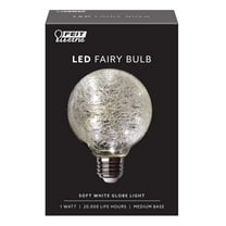 Feit Electric Fairy LED Light Bulb 1 Watt Soft White Med G25 Size, Crackle Glass, Non-Dimmable Type